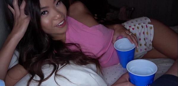  Hot Asian Sister Fucks Big Dick Brother in Pillow Fort